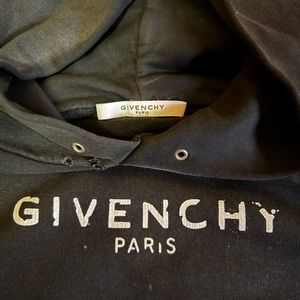 Unisex Givenchy Distressed Hoodie, Black, Size Small